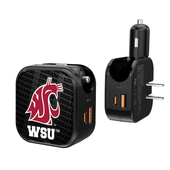 Washington State Cougars Blackletter 2 in 1 USB A/C Charger-0