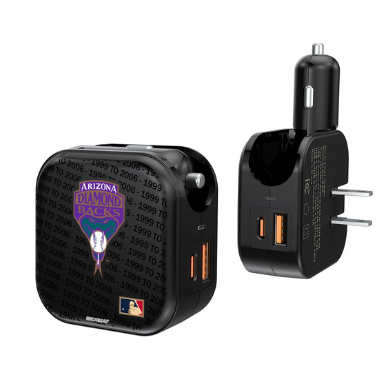 Arizona Diamondbacks 1999-2006 - Cooperstown Collection Blackletter 2 in 1 USB A/C Charger - 757 Sports Collectibles