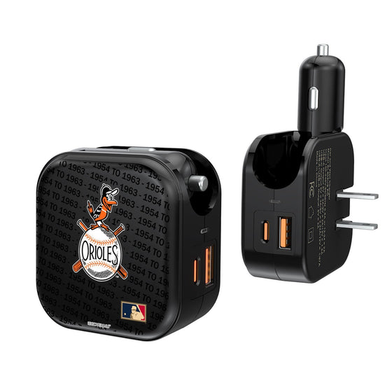 Baltimore Orioles 1954-1963 - Cooperstown Collection Blackletter 2 in 1 USB A/C Charger - 757 Sports Collectibles