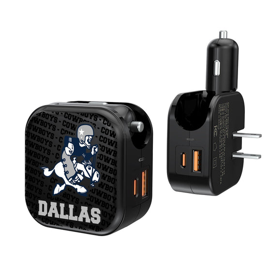Dallas Cowboys 1966-1969 Historic Collection Blackletter 2 in 1 USB A/C Charger - 757 Sports Collectibles
