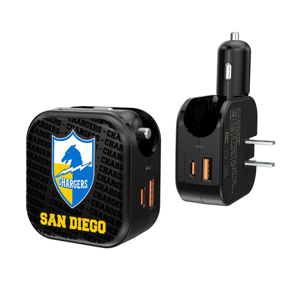 San Diego Chargers Blackletter 2 in 1 USB A/C Charger - 757 Sports Collectibles