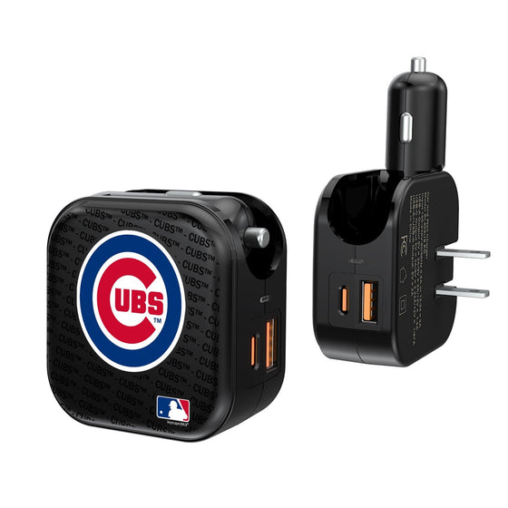 Chicago Cubs Blackletter 2 in 1 USB A/C Charger - 757 Sports Collectibles