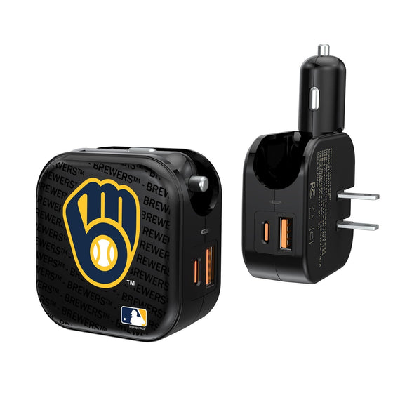 Milwaukee Brewers Blackletter 2 in 1 USB A/C Charger - 757 Sports Collectibles