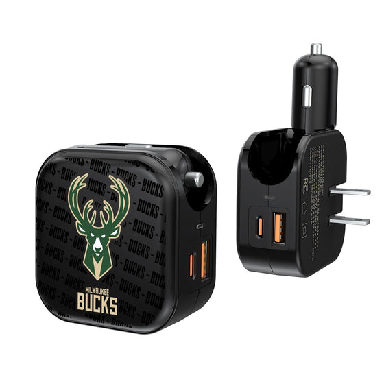 Milwaukee Bucks Blackletter 2 in 1 USB A/C Charger-0