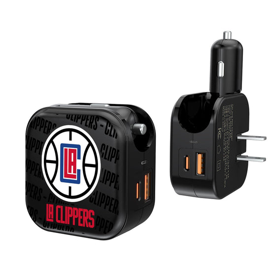 Los Angeles Clippers Blackletter 2 in 1 USB A/C Charger-0