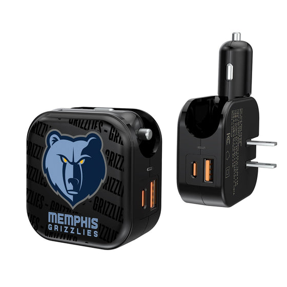 Memphis Grizzlies Blackletter 2 in 1 USB A/C Charger-0