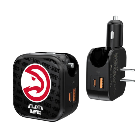 Atlanta Hawks Blackletter 2 in 1 USB A/C Charger-0