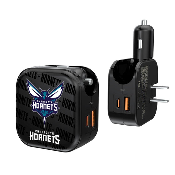Charlotte Hornets Blackletter 2 in 1 USB A/C Charger-0