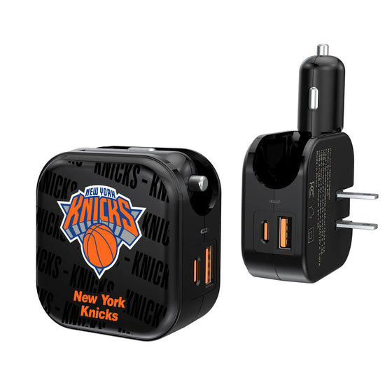 New York Knicks Blackletter 2 in 1 USB A/C Charger-0