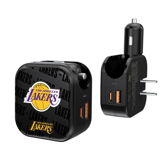 Los Angeles Lakers Blackletter 2 in 1 USB A/C Charger-0