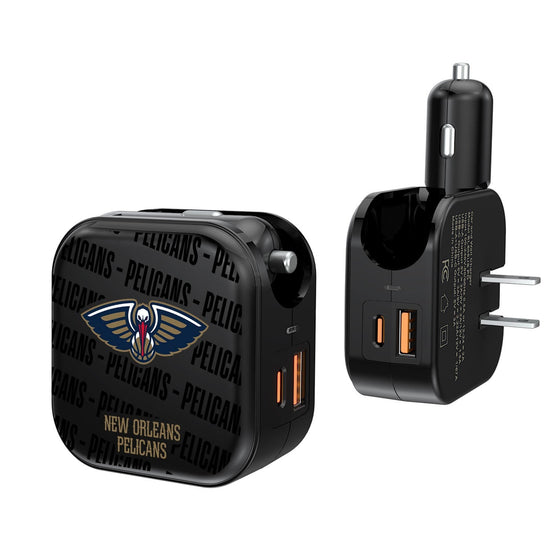 New Orleans Pelicans Blackletter 2 in 1 USB A/C Charger-0