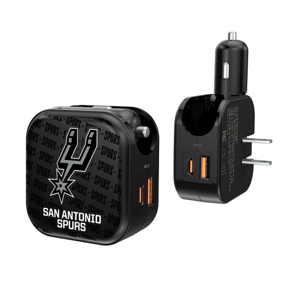 San Antonio Spurs Blackletter 2 in 1 USB A/C Charger-0