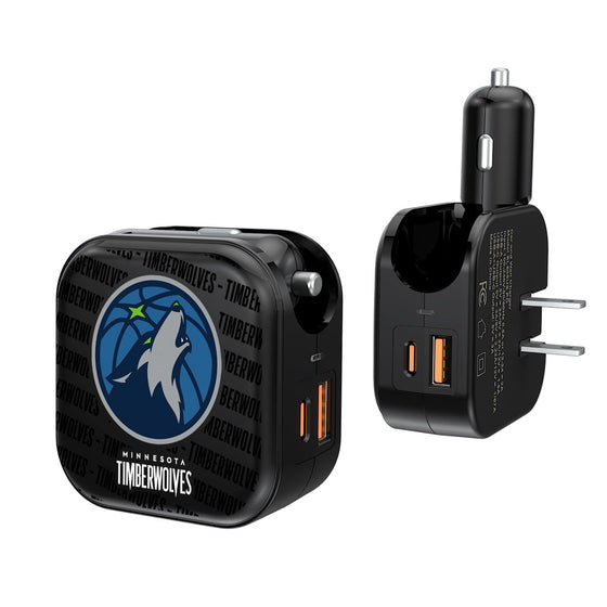 Minnesota Timberwolves Blackletter 2 in 1 USB A/C Charger-0