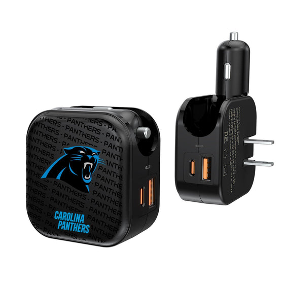 Carolina Panthers Blackletter 2 in 1 USB A/C Charger - 757 Sports Collectibles