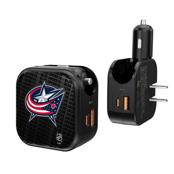 Columbus Blue Jackets Blackletter 2 in 1 USB A/C Charger-0