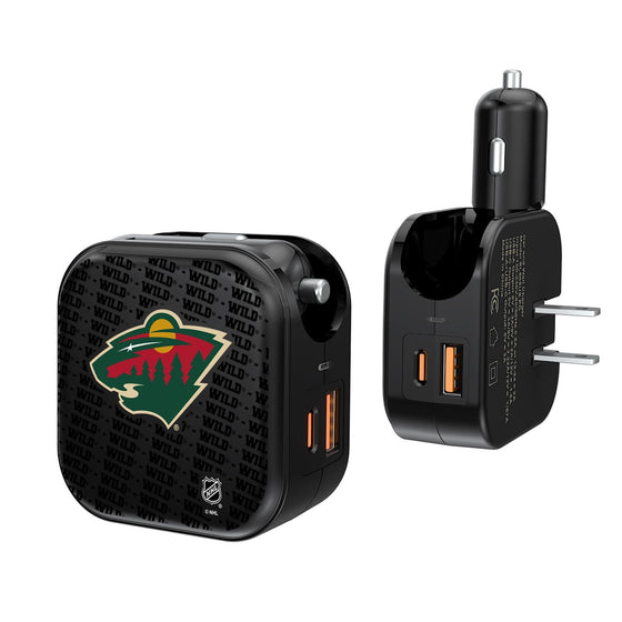 Minnesota Wild Blackletter 2 in 1 USB A/C Charger-0