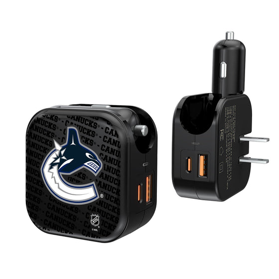 Vancouver Canucks Blackletter 2 in 1 USB A/C Charger-0