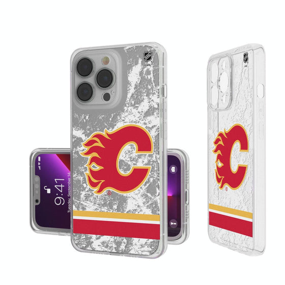 Calgary Flames Ice Stripe Clear Case-0