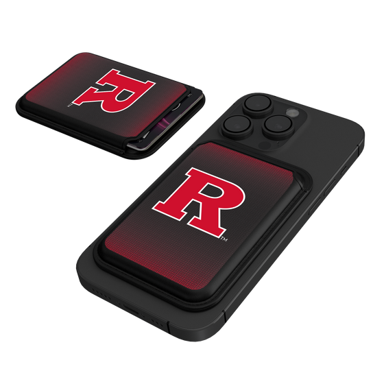 Rutgers Scarlet Knights Linen Black Magnetic Credit Card Wallet-0