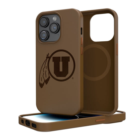 Utah Utes Woodburned Brown Magnetic Case-0