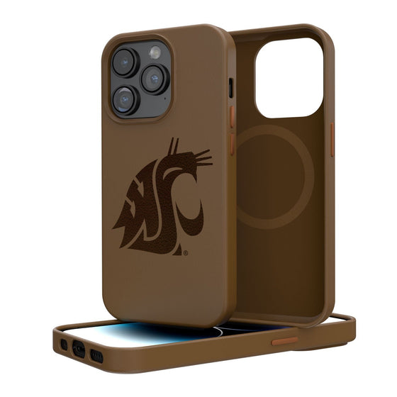 Washington State Cougars Woodburned Brown Magnetic Case-0