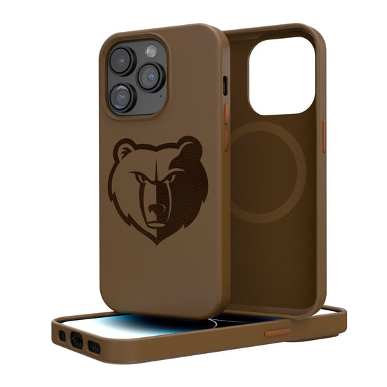 Memphis Grizzlies Woodburned Brown Magnetic Case-0
