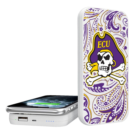 East Carolina Pirates Paisley 5000mAh Portable Wireless Charger-0
