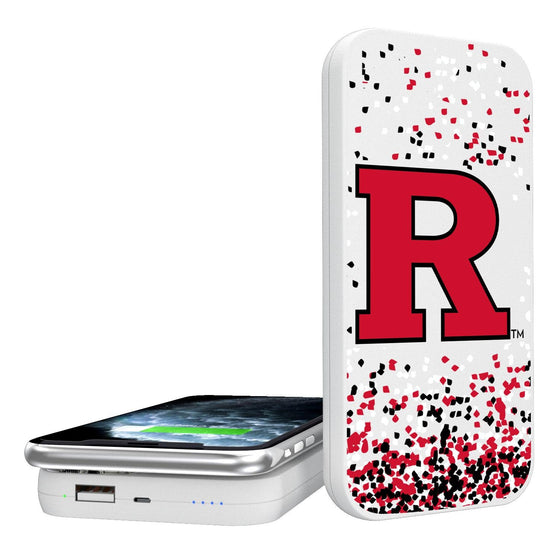 Rutgers Scarlet Knights Confetti 5000mAh Portable Wireless Charger-0