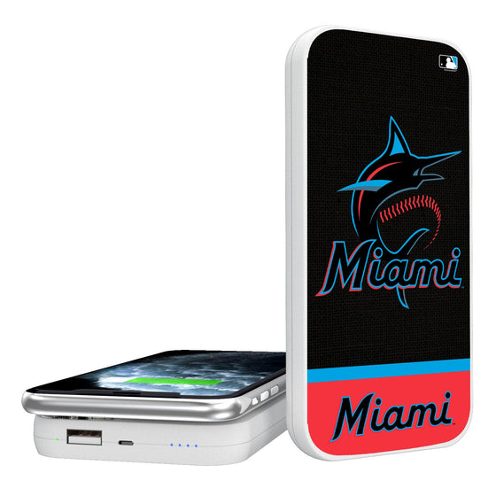 Miami Marlins Solid Wordmark 5000mAh Portable Wireless Charger - 757 Sports Collectibles