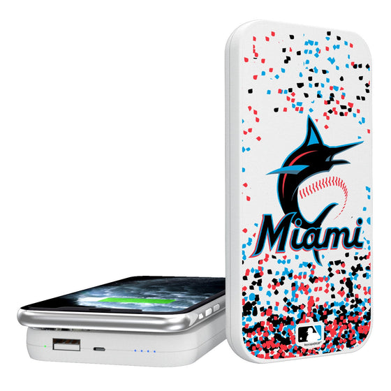 Miami Marlins Confetti 5000mAh Portable Wireless Charger - 757 Sports Collectibles