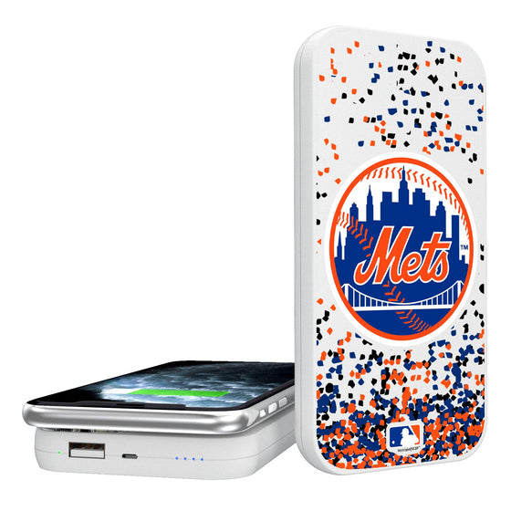 New York Mets Confetti 5000mAh Portable Wireless Charger - 757 Sports Collectibles