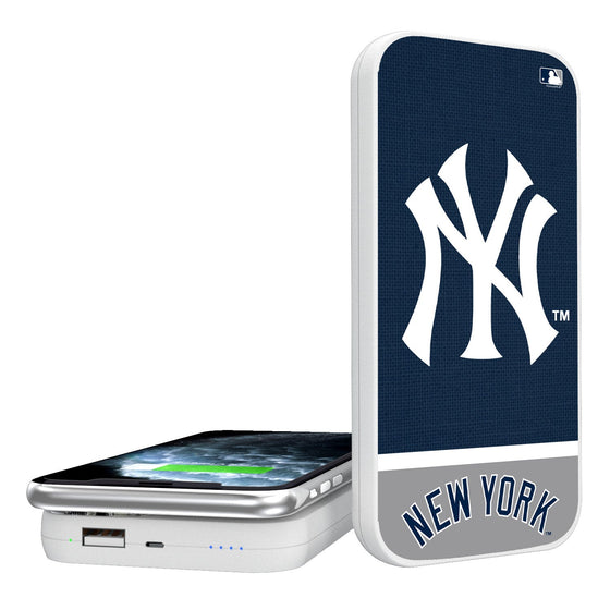 New York Yankees Solid Wordmark 5000mAh Portable Wireless Charger - 757 Sports Collectibles