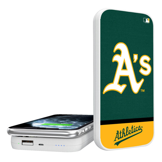 Oakland Athletics Solid Wordmark 5000mAh Portable Wireless Charger - 757 Sports Collectibles