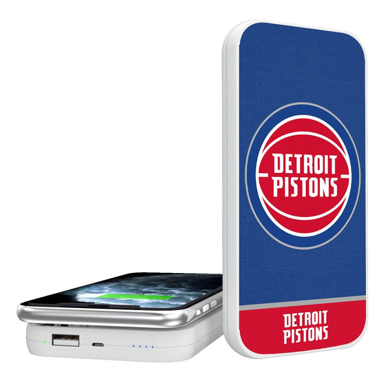 Detroit Pistons Solid Wordmark 5000mAh Portable Wireless Charger-0