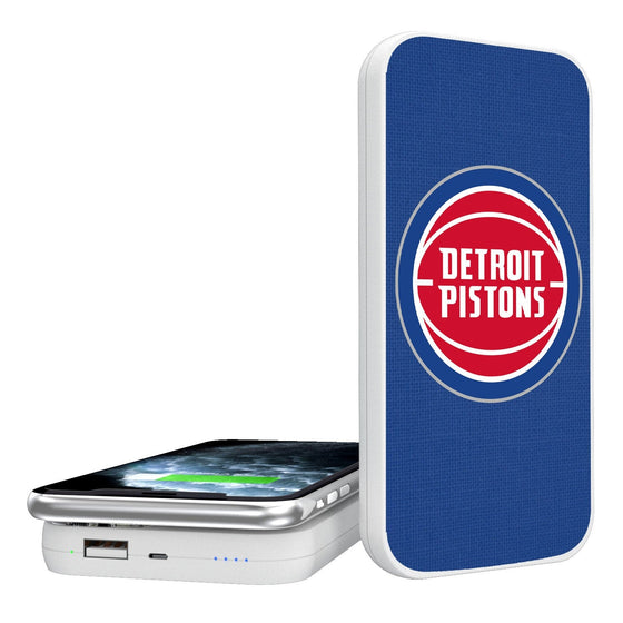 Detroit Pistons Solid 5000mAh Portable Wireless Charger-0