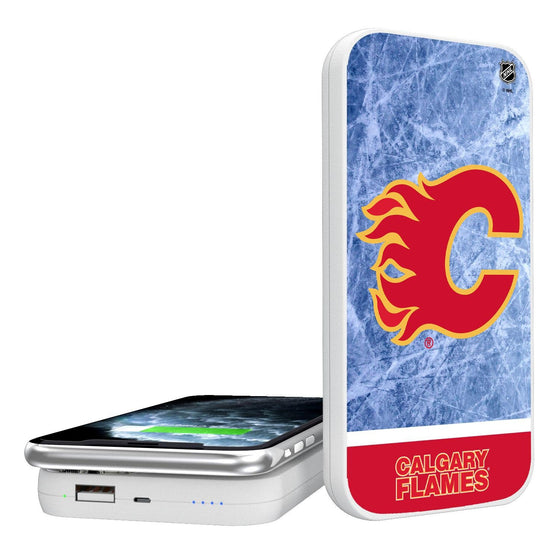 Calgary Flames Ice Wordmark 5000mAh Portable Wireless Charger-0