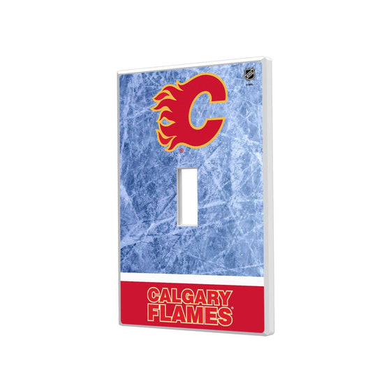 Calgary Flames Ice Wordmark Hidden-Screw Light Switch Plate-0