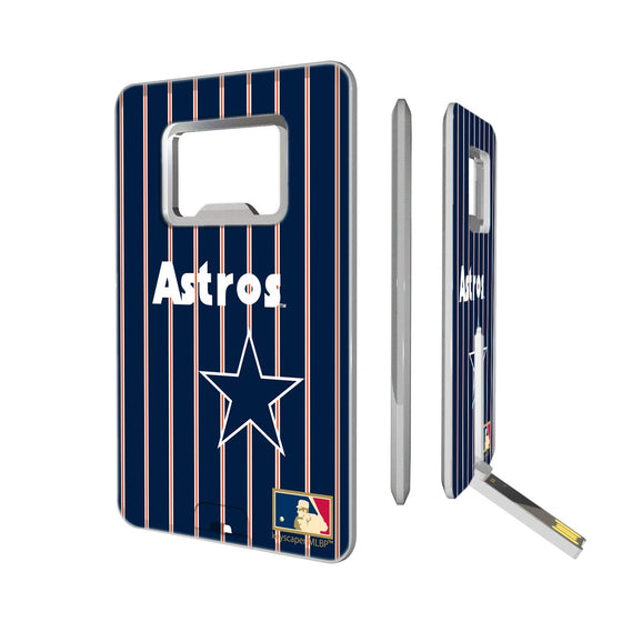 Houston Astros 1975-1981 - Cooperstown Collection Pinstripe Credit Card USB Drive with Bottle Opener 16GB - 757 Sports Collectibles