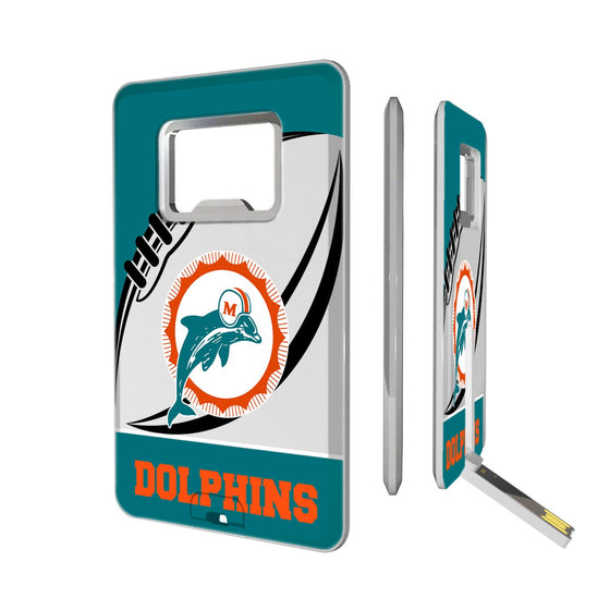 Miami Dolphins 1966-1973 Historic Collection Passtime Credit Card USB Drive with Bottle Opener 32GB - 757 Sports Collectibles