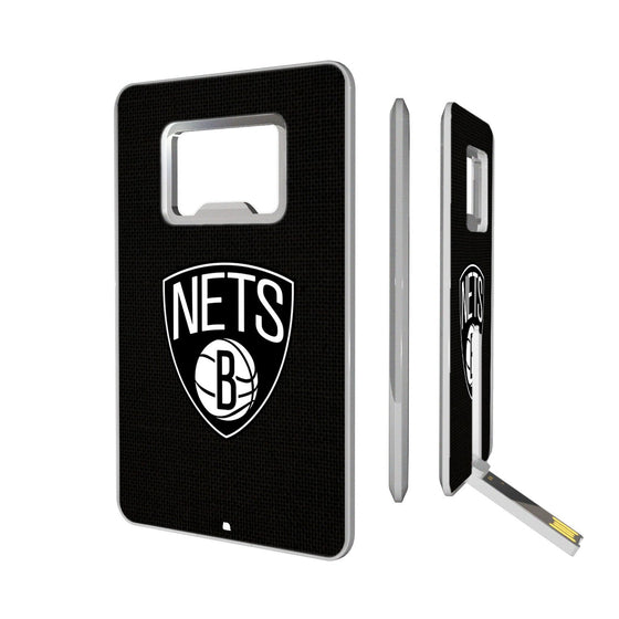 Brooklyn Nets Solid Credit Card USB Drive with Bottle Opener 32GB-0