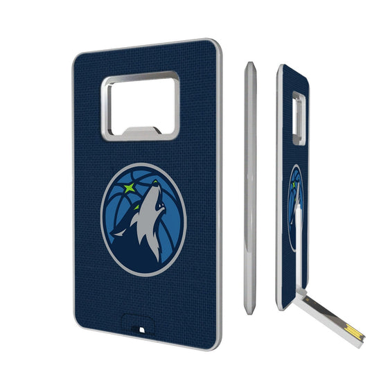 Minnesota Timberwolves Solid Credit Card USB Drive with Bottle Opener 32GB-0