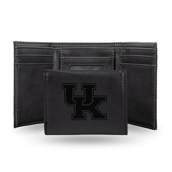 NCAA Kentucky Wildcats Laser Engraved Black Tri-Fold Wallet   