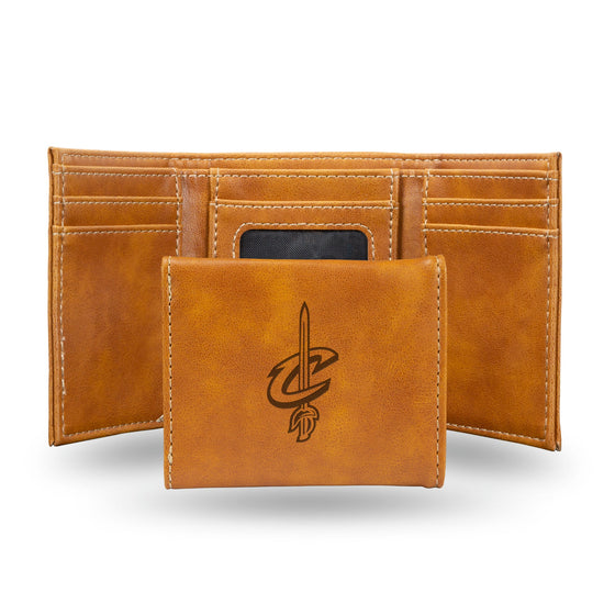 NBA Cleveland Cavaliers Laser Engraved Brown Tri-Fold Wallet   