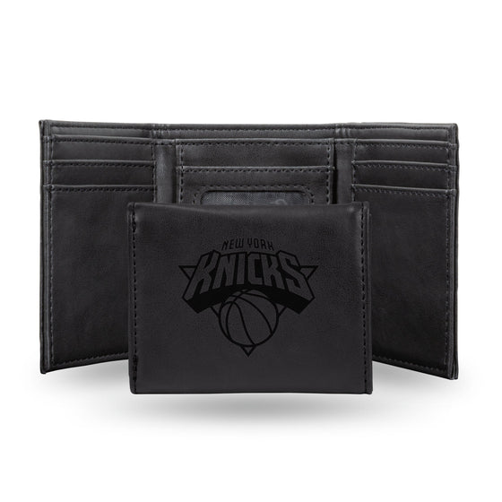 NBA New York Knicks Laser Engraved Black Tri-Fold Wallet   