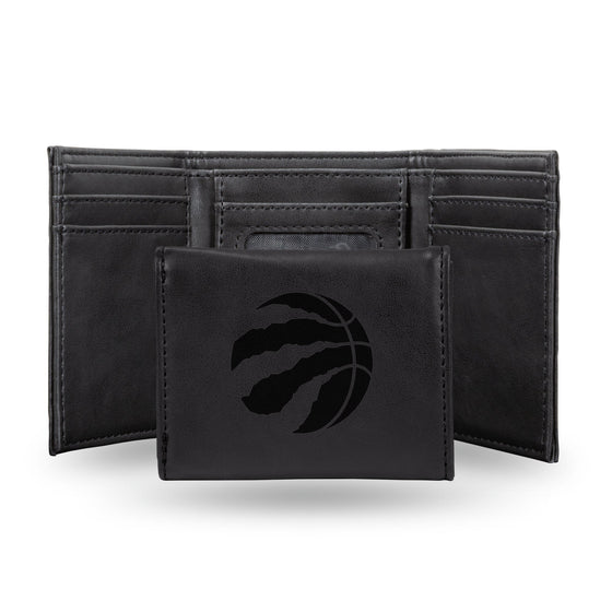 NBA Toronto Raptors Laser Engraved Black Tri-Fold Wallet   