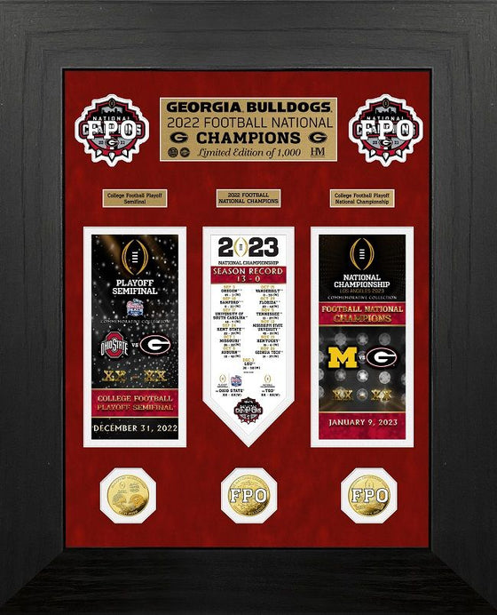 Georgia Bulldogs 2022-23 National Champions Deluxe Road to the Championship Gold Photo Mint - 757 Sports Collectibles