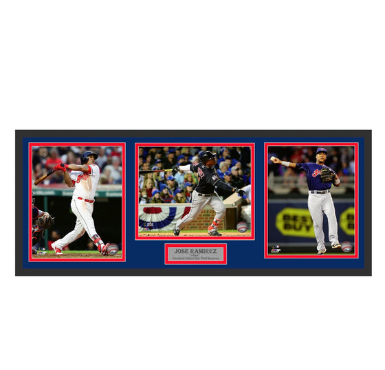 Cleveland Indians Jose Ramirez 32x14 3 8x10 Photo Deluxe Framed Collage Piece