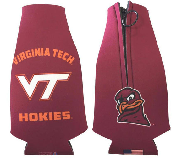 Virginia Tech Hokies 2-Sided Thick Bottle Cooler Sleeve w/ Zipper - 757 Sports Collectibles