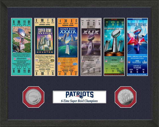 New England Patriots 6-Time Super Bowl Champions Ticket Collection - 757 Sports Collectibles