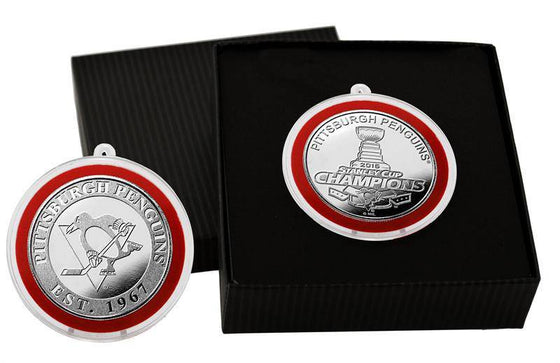 Pittsburgh Penguins 2016 Stanley Cup Champions Silver Coin Ornament (HM) - 757 Sports Collectibles